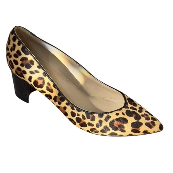 MARC FISHER Women's Leopard Print Cow Fur Pointed Toe Heels Size 8.5 - Picture 1 of 11
